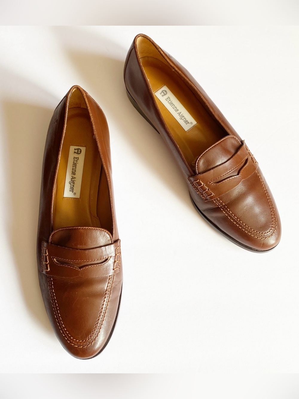 Etienne Aigner Loafers Shoes Womens Size 9.5M Brown Leather Penny Michele Brazil